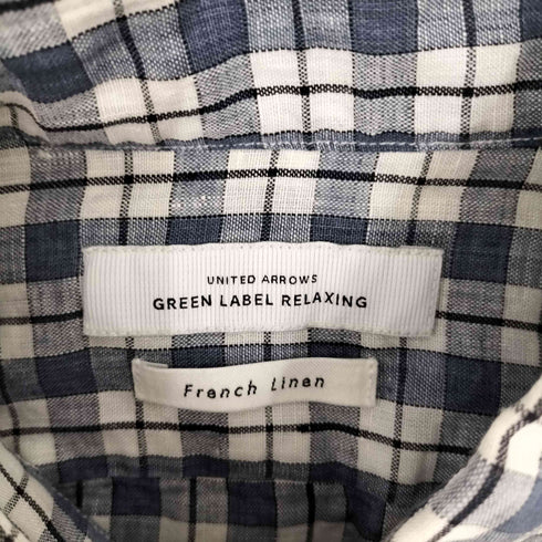 ユナイテッドアローズグリーンレーベルリラクシング UNITED ARROWS green label relaxing フレンチリネン チェックシャツ ボタンダウン メンズ JPN:M